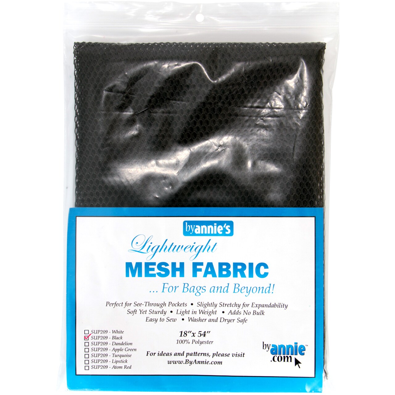 ByAnnie's Lightweight Mesh Fabric 18"X54" 100% Polyester-Black